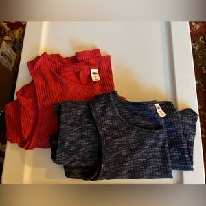 Old Navy Luxe Navy Blue & Burnt Orange Sleeveless Active Wear Casual Tank Top S